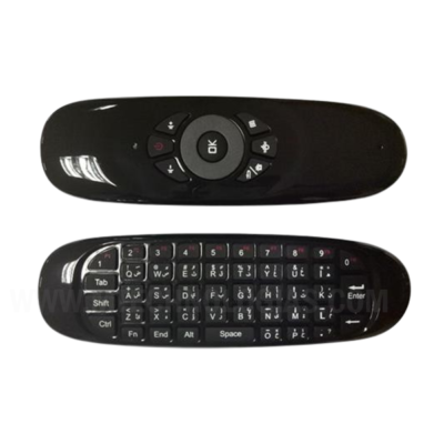 C120 Versão em inglês 6-Axis Gyro 2.4G Mini Wireless Air Mouse Teclado QWERTY para sistemas Android/Windows/Mac OS/Linux – Preto