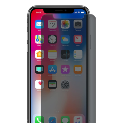 Pelicula de vidro premium Privacidade para iPhone X/XS, fumê, permite a visão frontal, ângulo 60⸰, proteção de superfície oleofóbica e hidrofóbica, GLIPXPR, Geonav