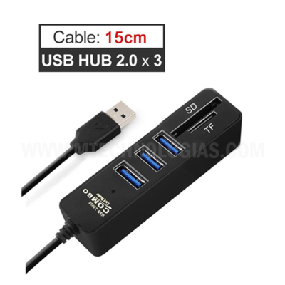 Hub USB Combo 3 Portas de Alta Velocidade USB 2.0 Hub Divisor Multi USB Combo 2 em 1 Leitor de Cartão SD/TF para PC Computador Portátil