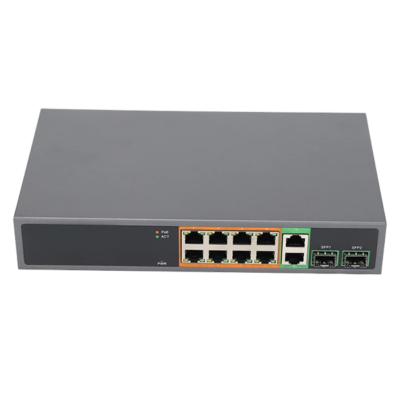 Switch PoE de 8 portas, Switch POE Ethernet de 150W, portas adaptativas RJ45 de 8 x 100/1000 Mbps, 802.3af / 802.3at, dispositivo de rede SFP para switch de rede