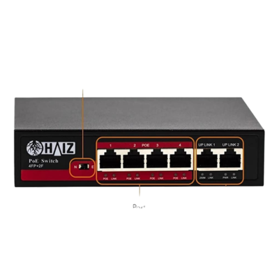 Switch 4 Portas Poe Ativo com 2 Uplink Câmeras Ip 10/100m – Haiz Shop