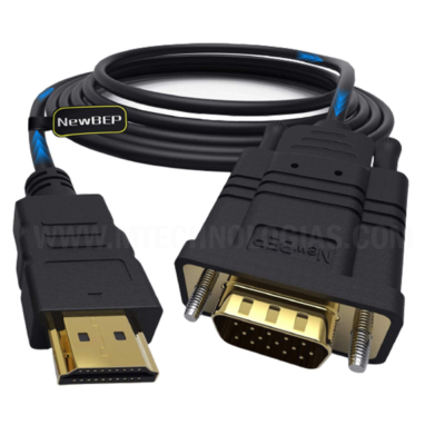 NewBEP Cabo adaptador HDMI para VGA, banhado a ouro 1080P HDMI macho para VGA macho Cabo conversor de vídeo ativo Suporte para notebook PC DVD Player Laptop TV Projetor Monitor etc.