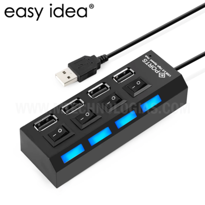 Novo micro 4 portas usb hub 2.0 de alta velocidade usb 2.0 hub usb divisor com interruptor de ligar/desligar para tablet portátil computador portátil notebook