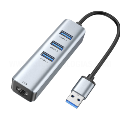 Adaptador USB 3.0 para Ethernet, Hub USB 3.0 de 3 portas ABLEWE com adaptador RJ45 10/100/1000 Gigabit Ethernet Suporta Windows 10,8.1, Mac OS, Surface Pro, Linux, Chromebook e mais