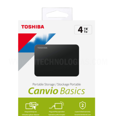 Toshiba Disco rígido externo portátil Canvio Basics de 4 TB, USB 3.2. Geração 1, preto (HDTB440EK3AA)