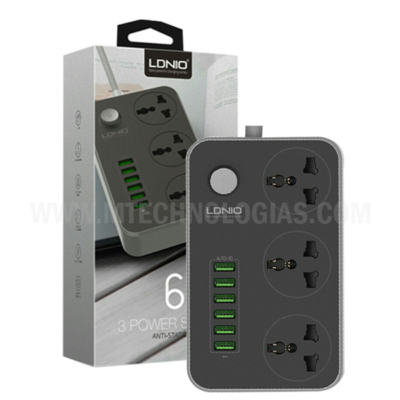 TOMADA DE ALIMENTAÇÃO LDNIO 6 USB 3