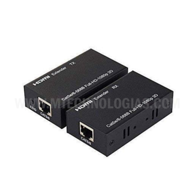 Technotech 60 metros HDMI extensor repetidor transmissor/remetente e receptor acima de Cat5/Cat6 até 60m, suporta 3D e Full HD 1080p com adaptador de energia para projetor de TV, HDTV, DVR