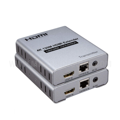 XIKKART 4K 120M HDMI Extender Conexão em cascata via Cat5e CAT6 RJ45 Cabo de rede Ethernet Kit TX RX para PS4, DVD Player, TV Box, PC para TV.