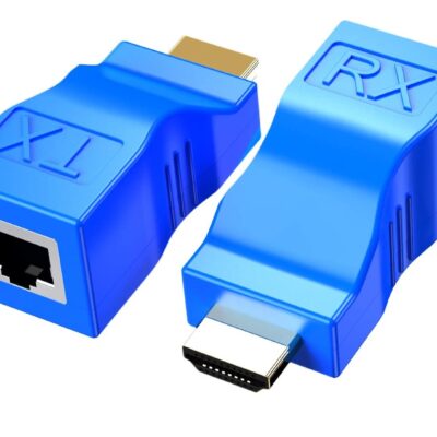 Microware Blue HDMI 30M Extender to RJ45 Cat5 Network LAN Ethernet Adapter Repeater