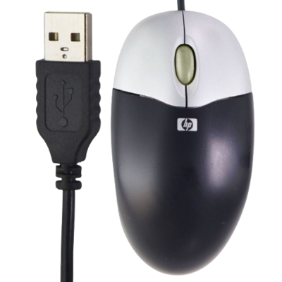 Mouse USB com fio OEM original HP para PC com Windows e muito mais – preto/prata (M-UAE96)