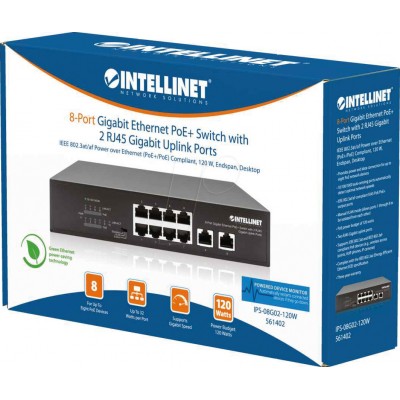 SWITCH 8 INTELLINET ETHERNET POE+ 2XRJ45