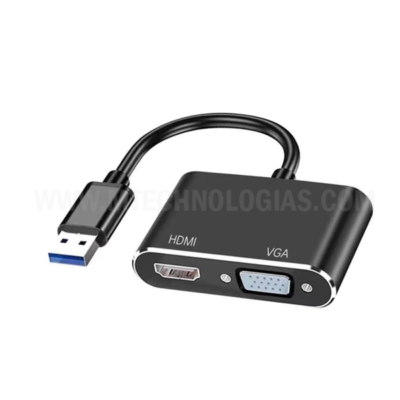 Adaptador USB para HDMI VGA, conversor USB 3.0 para HDMI + VGA 1080p com áudio e vídeo simultaneamente, compatível com sistema Win XP 7/8/10/11, Mac OS X EI Capitan 10.11-10.14