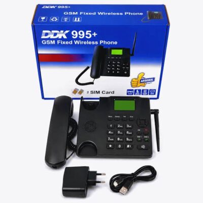 Telefone Fixo Sem Fio GSM de Mesa com Cartão SIM Duplo DDK 995+ – Preto